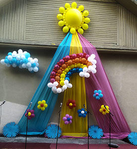 солнце, облако и радуга из шаров