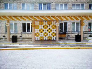 вход в школу, панно из шаров