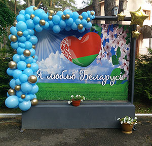 Гирлянда из шаров разнокалиберная лагерь Зорька