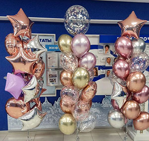 Шары с гелием хром конфетти фольга